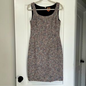 Tory Burch Emma Multicolor Knotted Tweed Sleeveless Dress